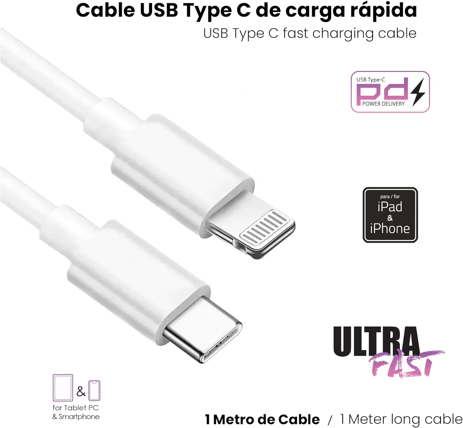 Cargador Gan Carga Rápida 30 W 2 Puertos USB (Tipo C + USB)
