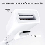 Pack 2 Adaptadores USB 3.0 a Usb-C con Cable - Blanco